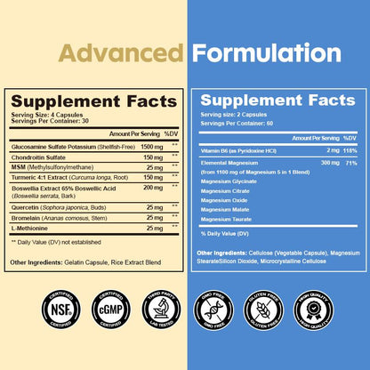 Pack Mover & Relajar: Salud Articular 4-en-1 + Magnesio 5X (120 Cápsulas)