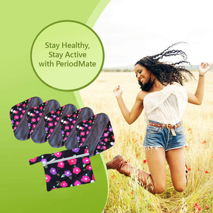 5 Cloth Menstrual Pads Panti Liners with WetBag for light day flow or a back up for your Period Cup (5 Pattern Choices)