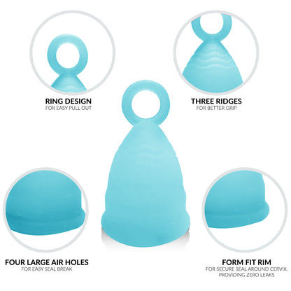 Period Mate Menstrual Cups 5 Color Choices with Ring for Easy removal (Large and Small)