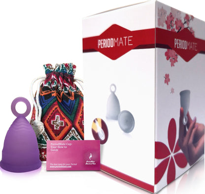 Period Mate Menstrual Cups 5 Color Choices with Ring for Easy removal (Large and Small)