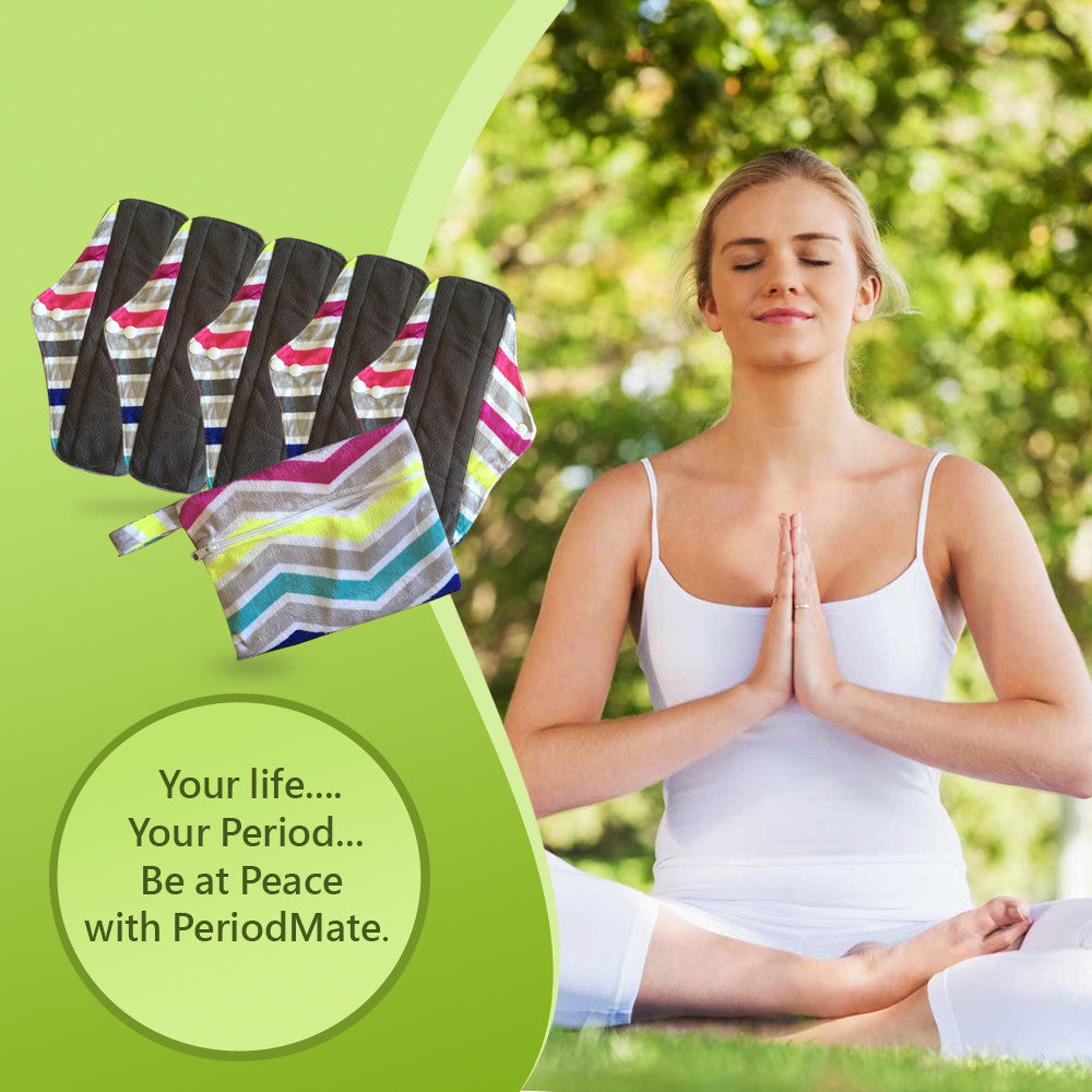 PeriodMate Stain Resistant CLOTH MENSTRUAL PADS Wit (6 PIECES) (Zig-Zag)